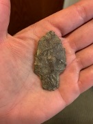 This projectile point is from a site near Brazeau Reservoir. Atlatl Archaeology did blood residue analysis and determined that it was used on Bison bison (Photo - Courtesy of Courtney Lakevold).