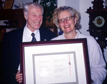 Charles Garrad receiving the Margaret & James Pendergast Award